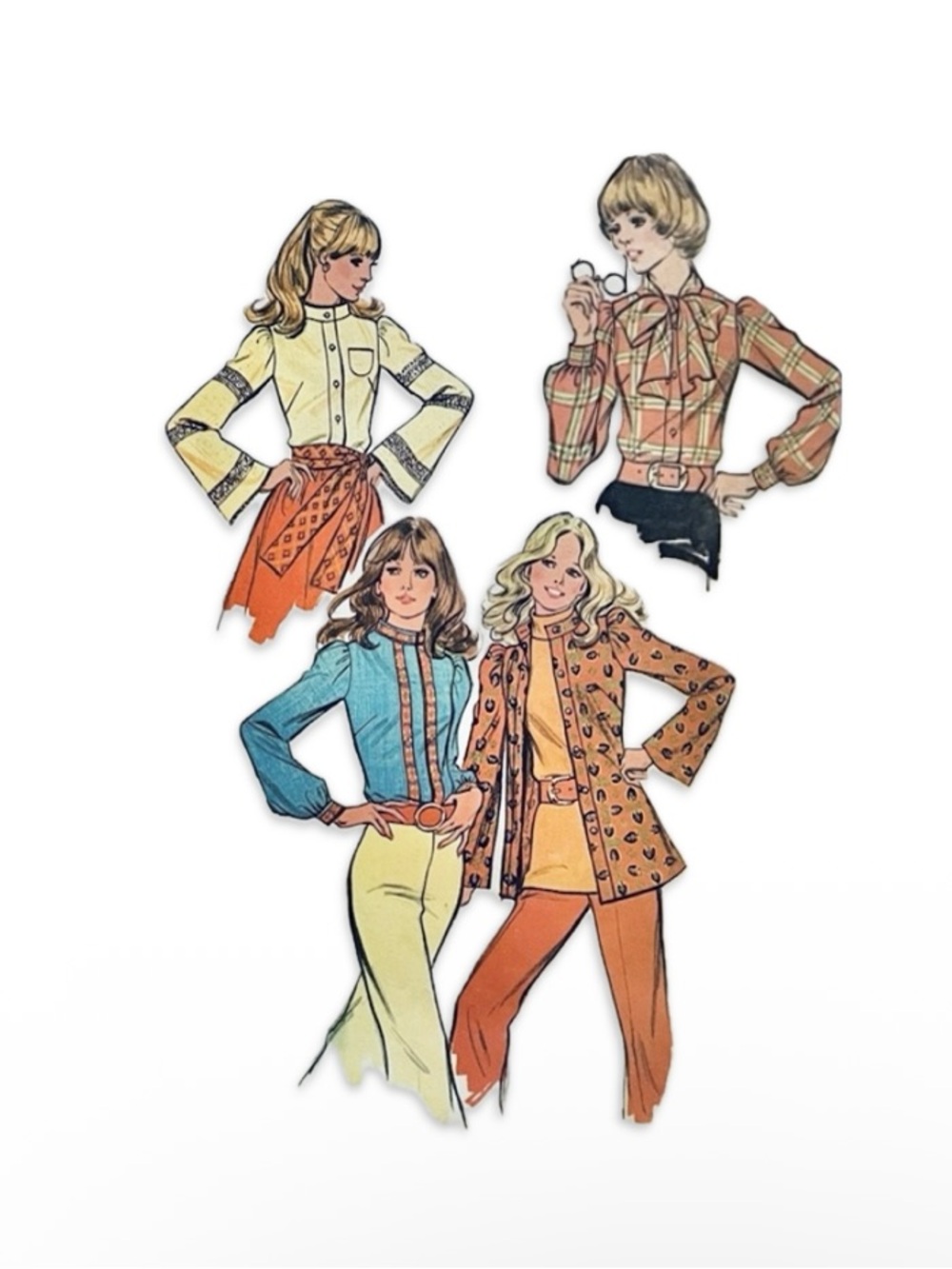 Vintage 70s Blouse Sewing Pattern Simplicity 3550 Size XS